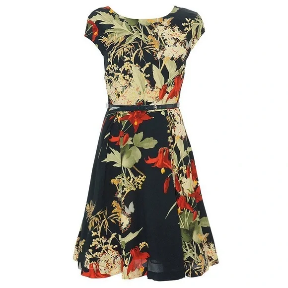 Ted Baker Torella Silk Mid-length cocktail dress in green floral - celeb worn Ted Baker Torella Silk Mid-length cocktail dress in green floral - celeb worn